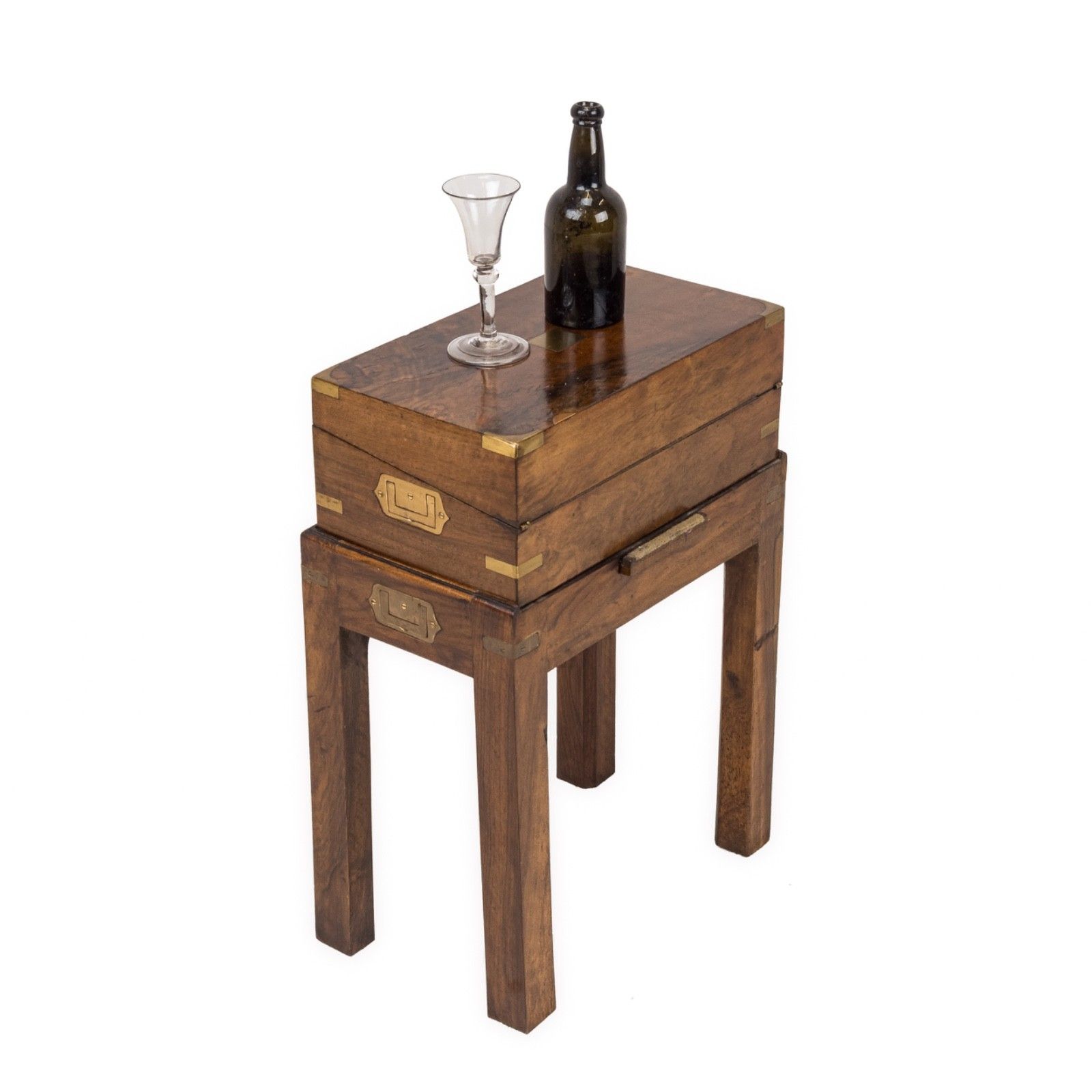 C19th Rosewood Officer’s Campaign Writing Slope On Stand, Military Portable Desk photo furniture