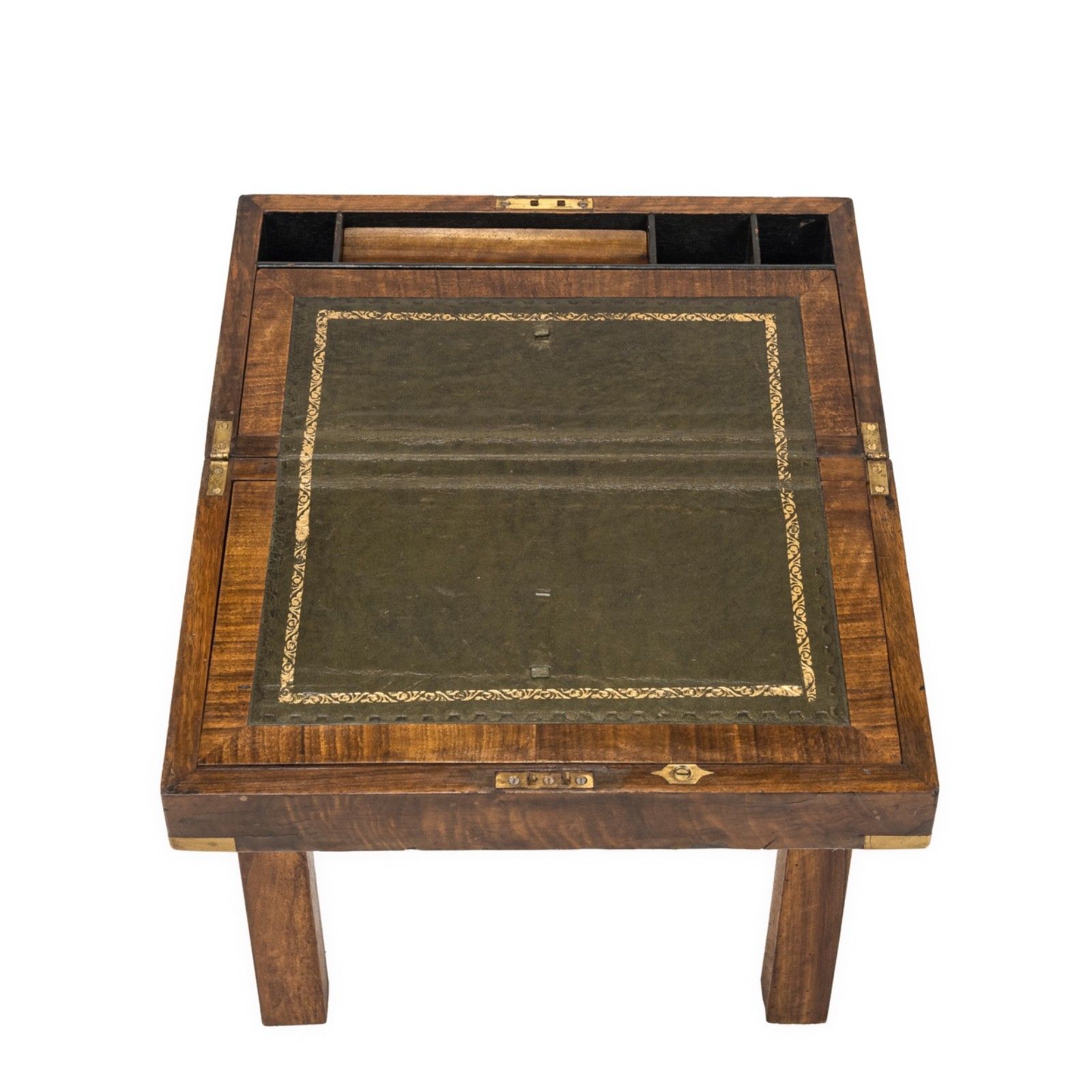 C19th Rosewood Officer’s Campaign Writing Slope On Stand, Military Portable Desk photo 495.0