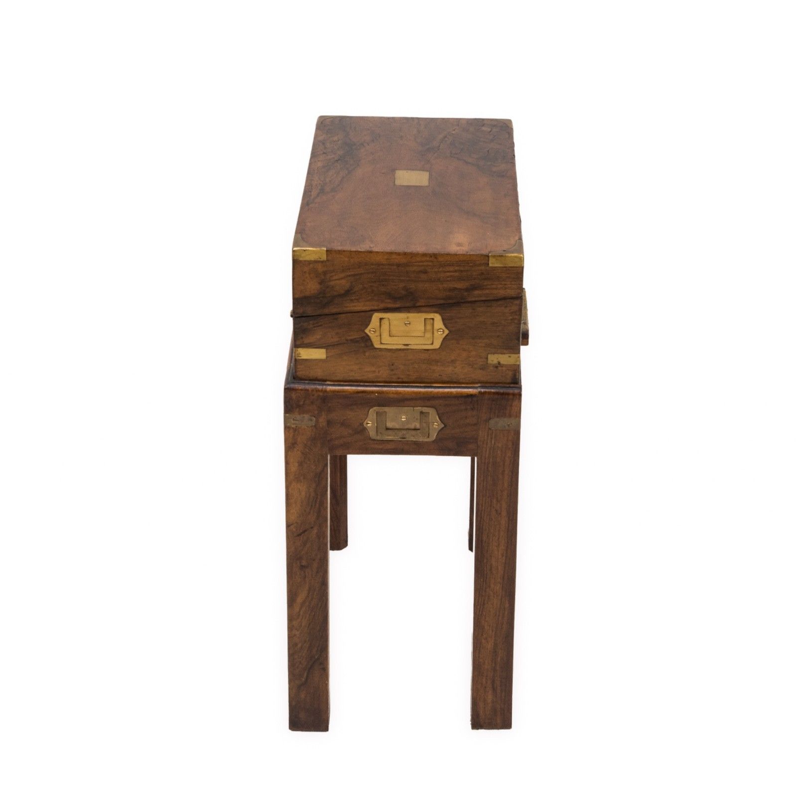 C19th Rosewood Officer’s Campaign Writing Slope On Stand, Military Portable Desk photo vinterior