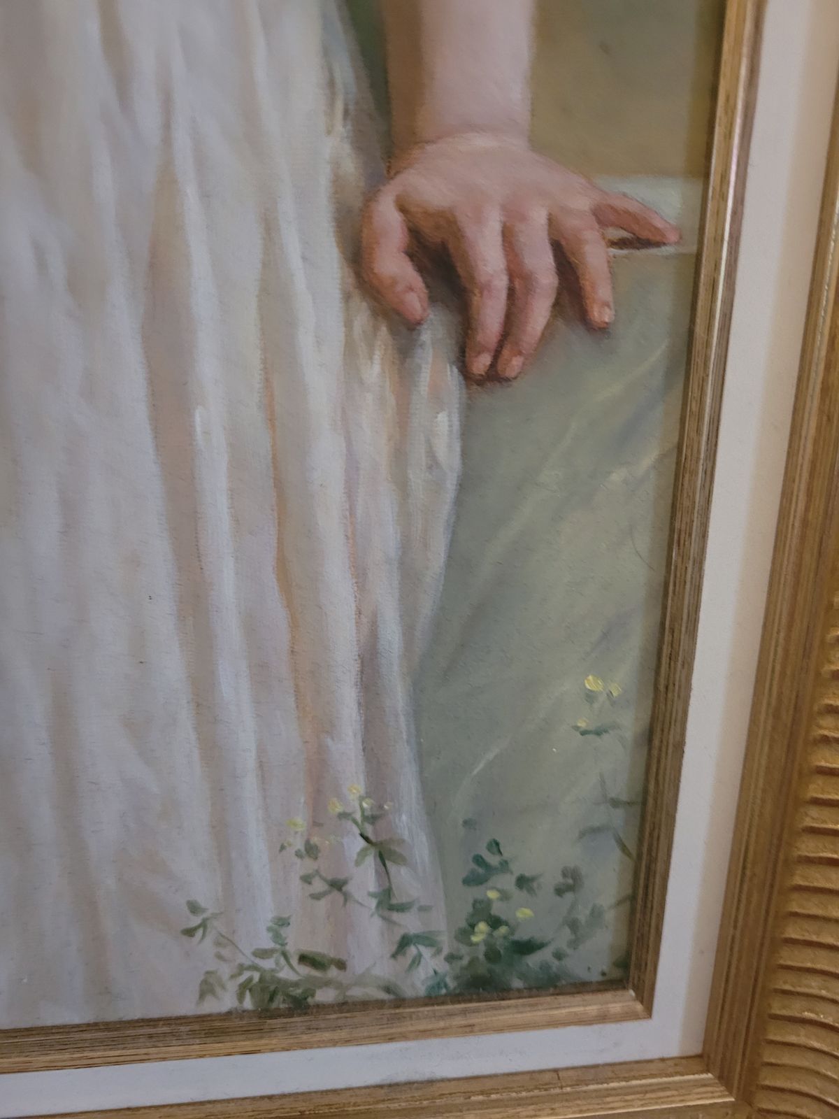 Oil On Canvas Portrait Of A Girl "The Mischievous One " After Bouguereau photo vinterior