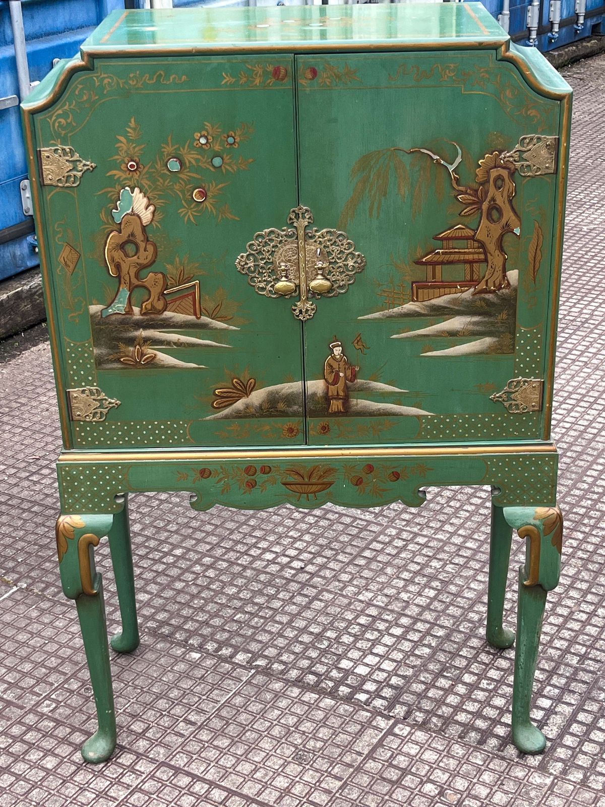 Chinoiserie/Japanned Cabinet Retailed By Kean & Scott Ltd, Birmingham, English, Circa 1930s–1950s. photo furniture