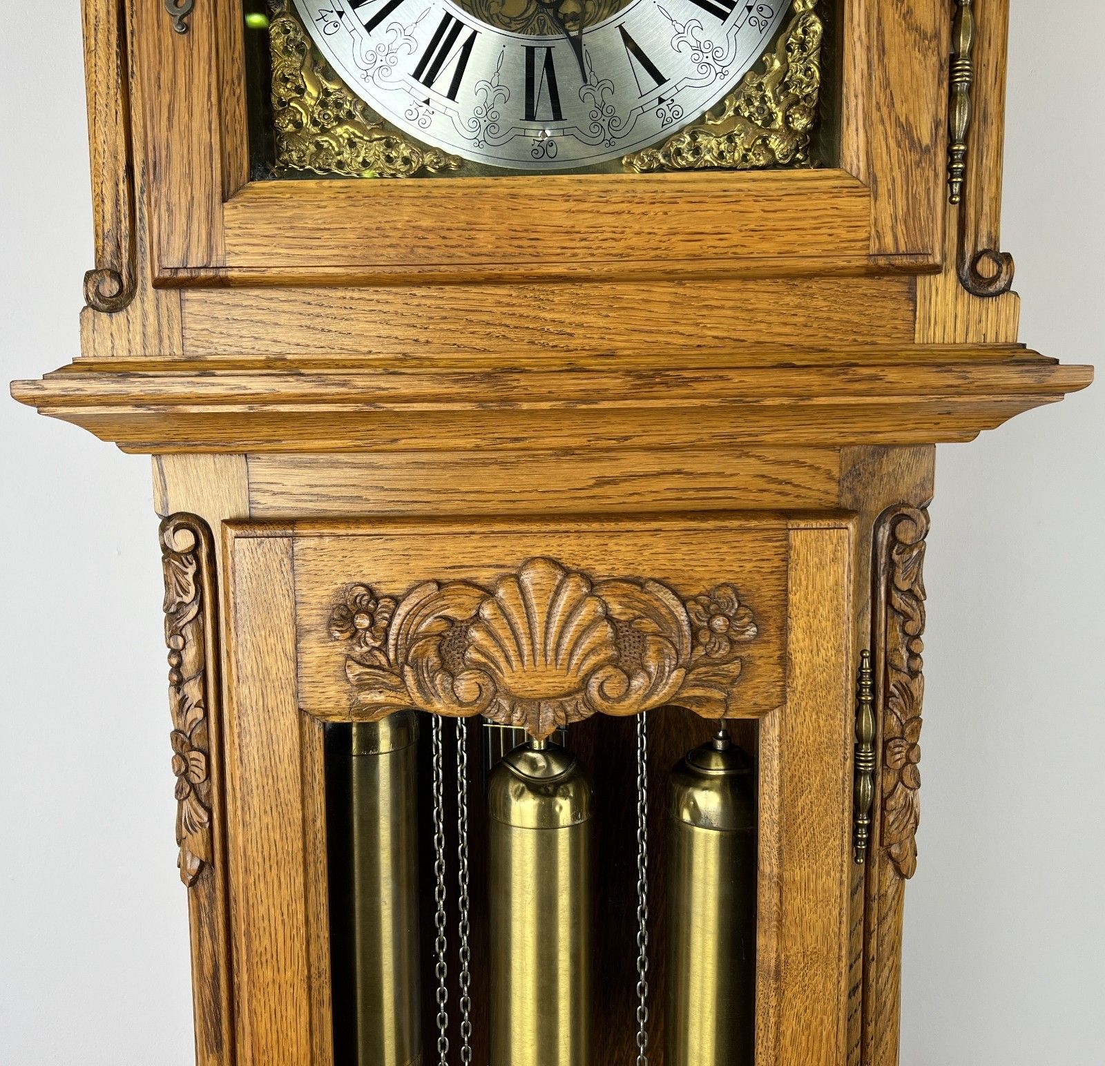 Grandfather Clock Vintage French Louis Oak Carved  Decorative Clock Lot 4882 photo Home Decor
