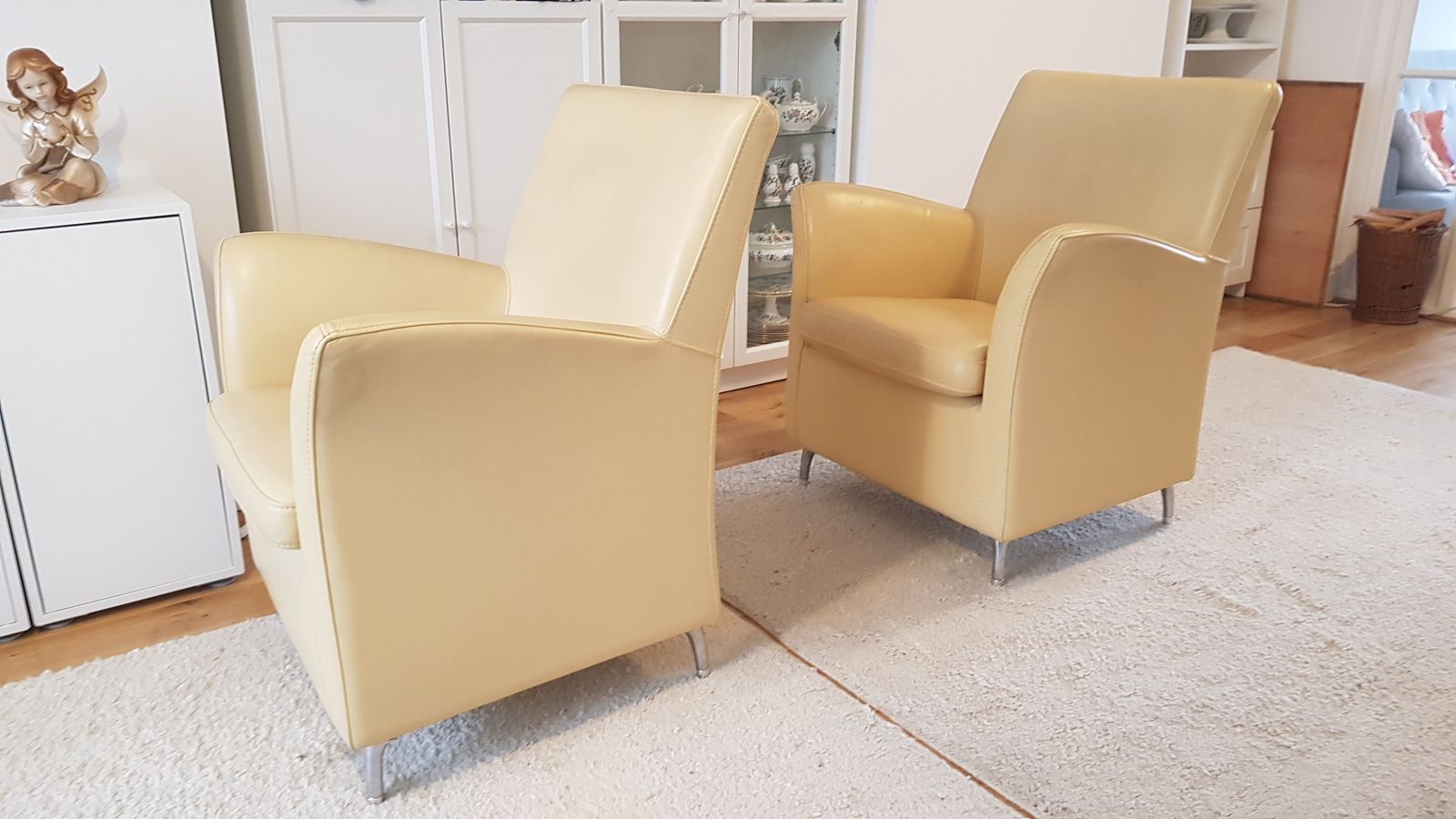 Pair Of High End Italian Designer Leather Armchairs photo for sale