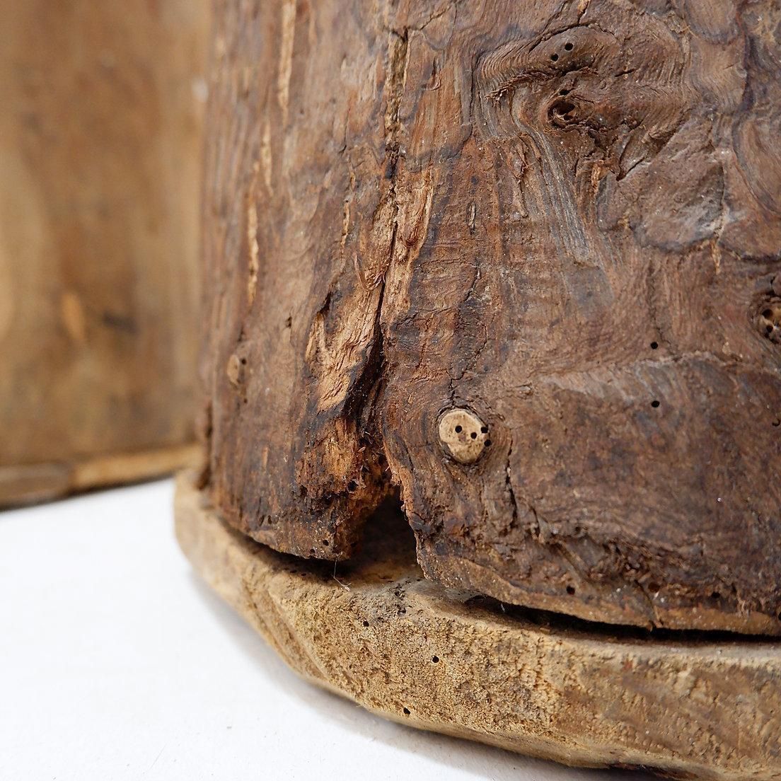 Set Of 2 Primitive Wooden Pots   Late 19th Century photo Home Decor