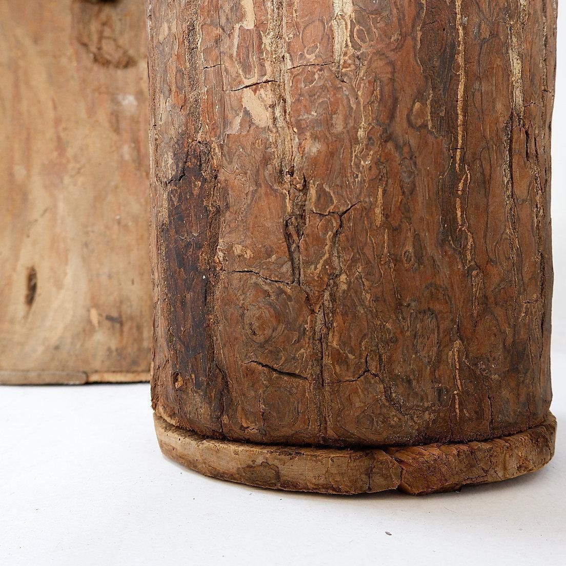 Set Of 2 Primitive Wooden Pots   Late 19th Century photo 910.0