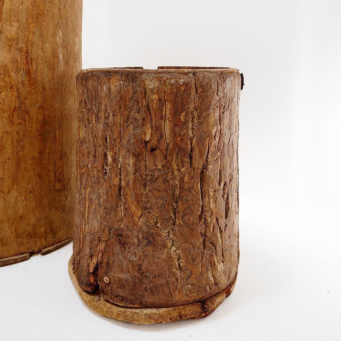 910.0 Set Of 2 Primitive Wooden Pots   Late 19th Century photo