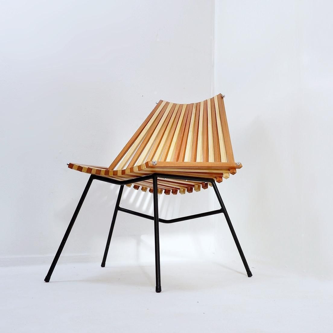 “Slats” Side Chair Chair In The Style Of Mod. 218 By Dirk Van Sliedregt For Rohé photo for sale