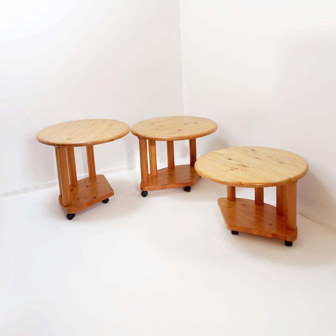 Set Of 3 Vintage Side Tables, In The Style Of Rainer Daumiller photo buy