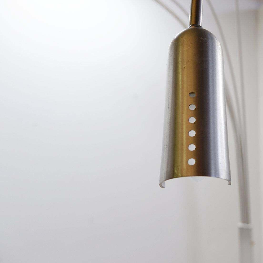 Italian Arc Floor Lamp With 5 Arms In Brushed Chrome   1970s photo vinterior