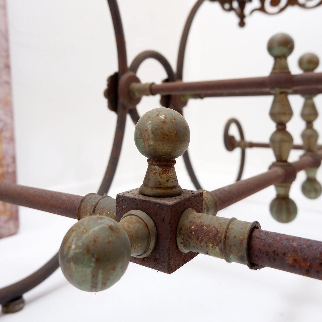 Large 19th French Butcher's Table In Wrought Iron And Red Marble photo Furniture