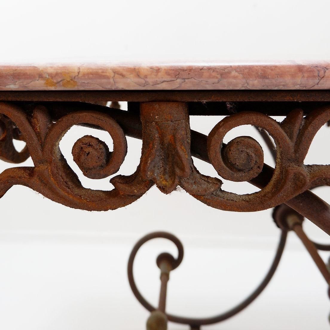 Furniture Large 19th French Butcher's Table In Wrought Iron And Red Marble photo
