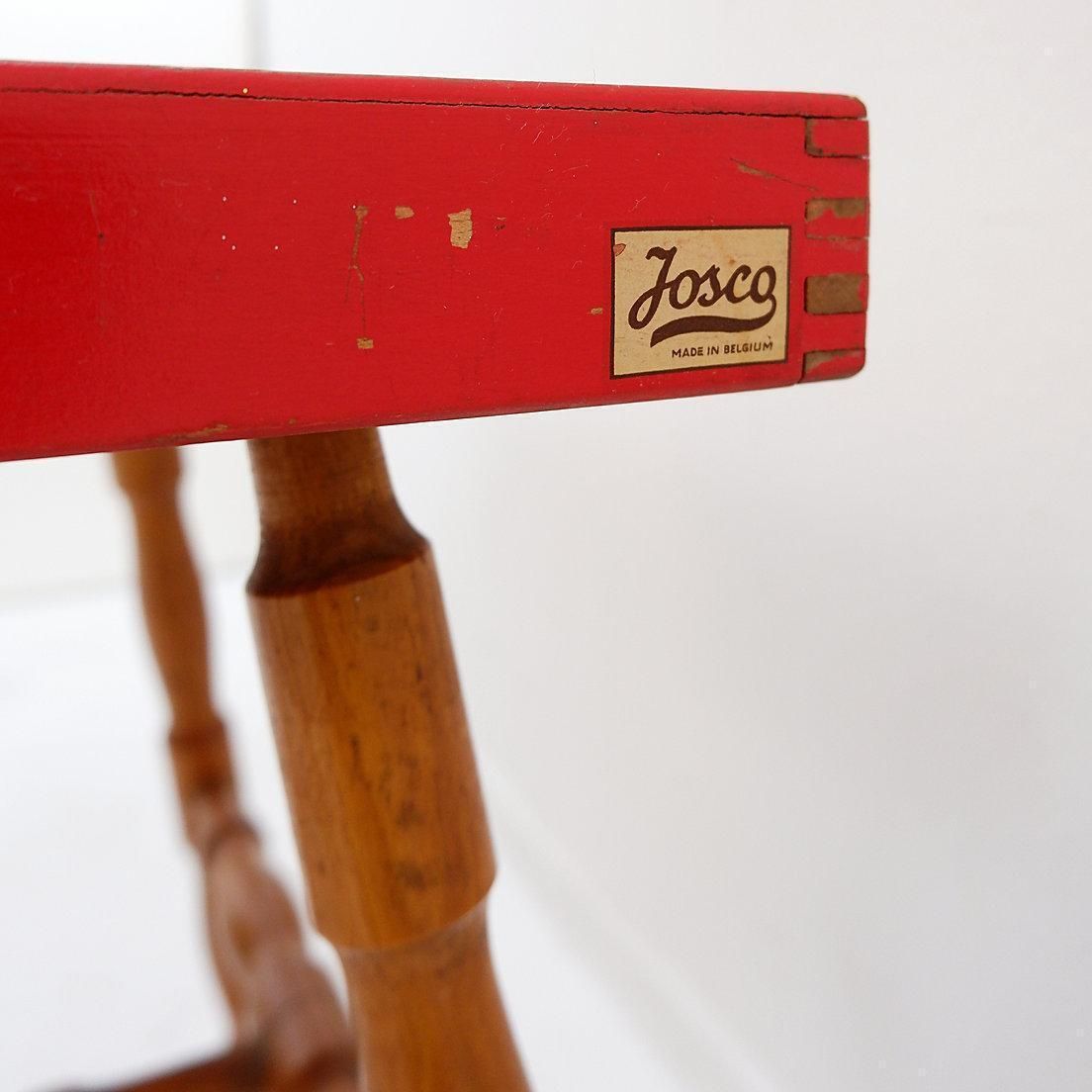 Furniture Small Side Table With Turned Legs And Red Top   Josco, Made In Belgium   1950s photo