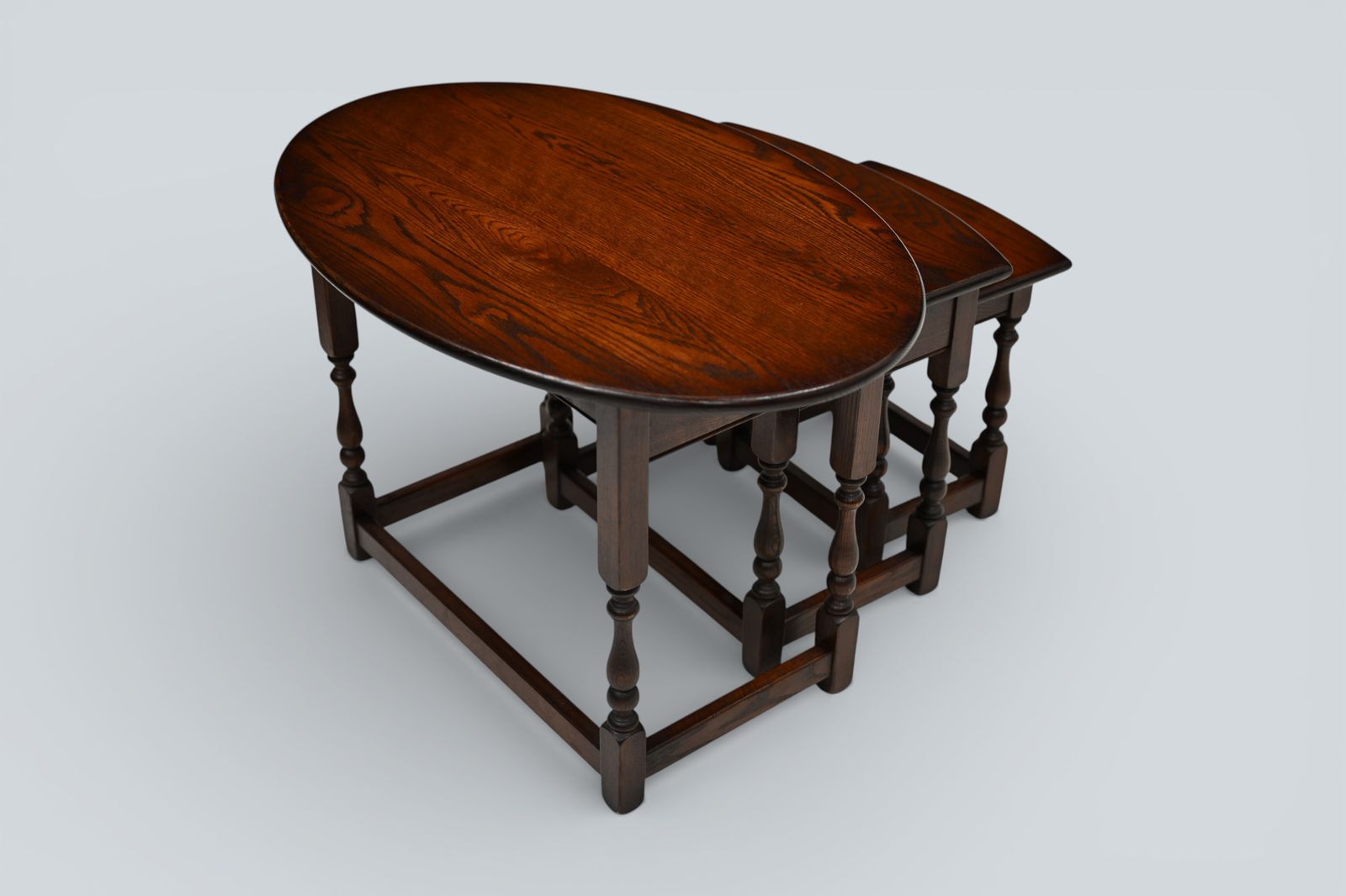 Old Charm Oval Nest Of Tables In Tudor Brown Model 1990 Good Free Uk Delivery photo buy