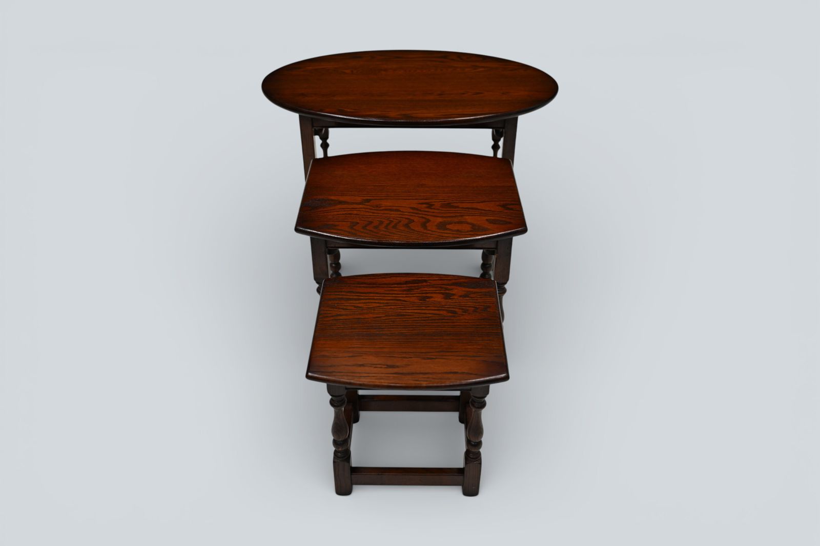 photo buy Old Charm Oval Nest Of Tables In Tudor Brown Model 1990 Good Free Uk Delivery