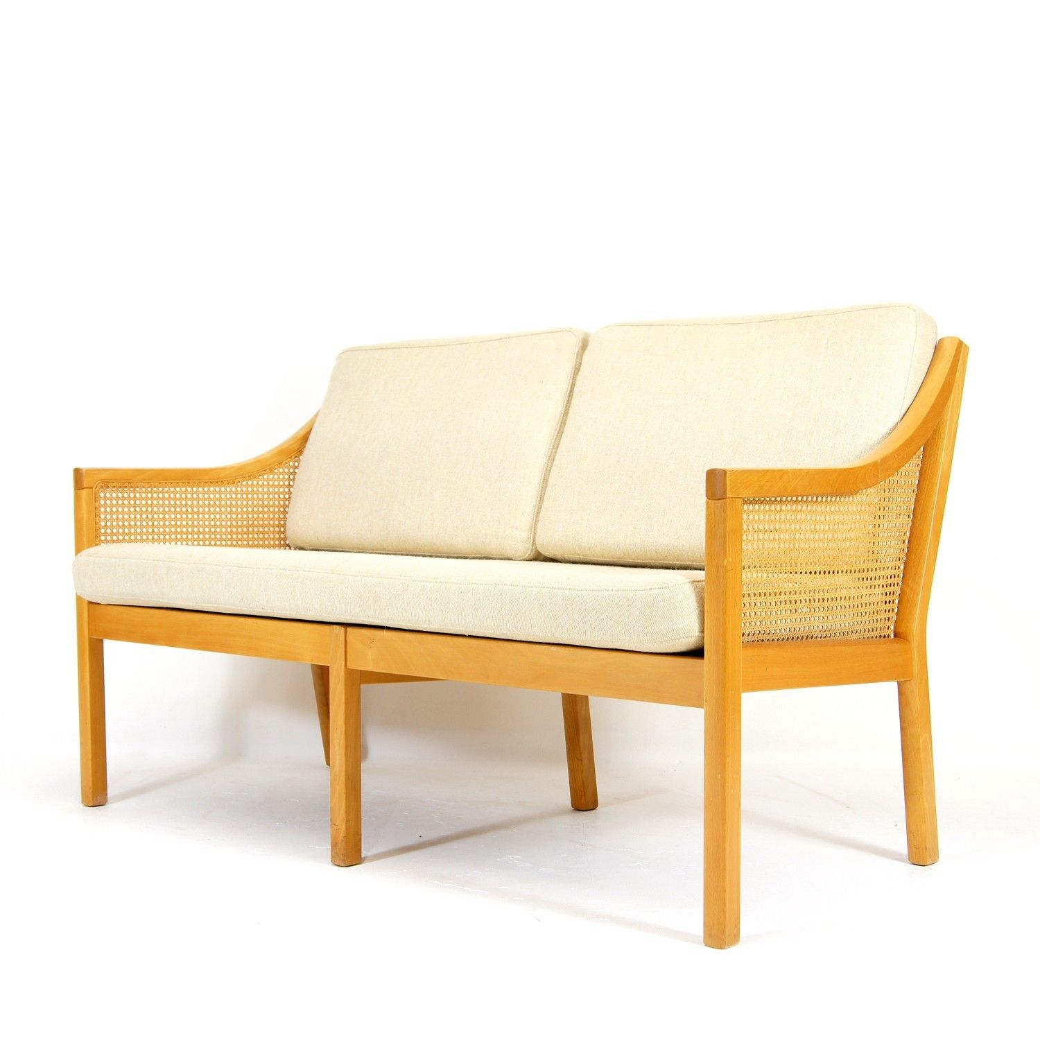 Retro Vintage Danish Cane Sofa 2 Person Love Seat Seater 70s Mid Century Teak