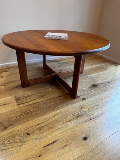Large Vintage, Mid Century, Teak, Round Coffee Table, Danish, 1960s/70s photo furniture