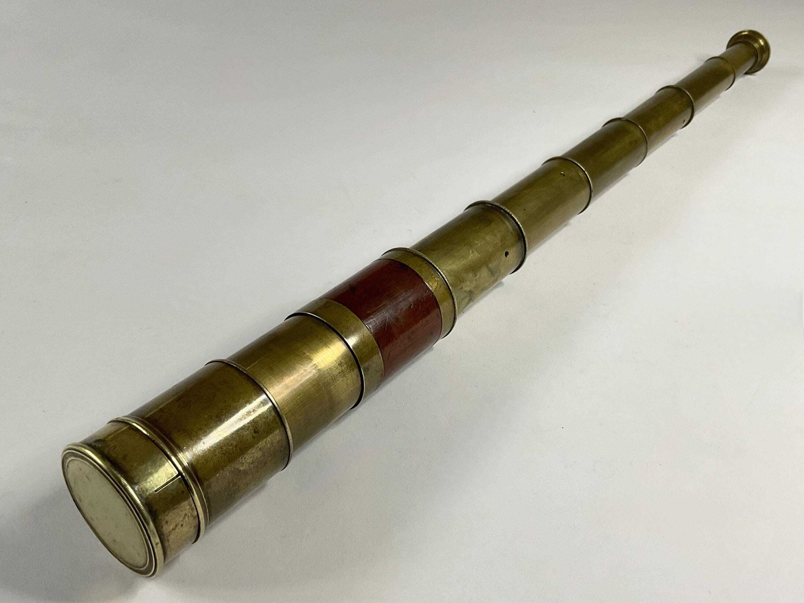 Antique Victorian 6 Draw Pocket Telescope – J. Franks, Manchester – Mahogany & Brass – C. 1870