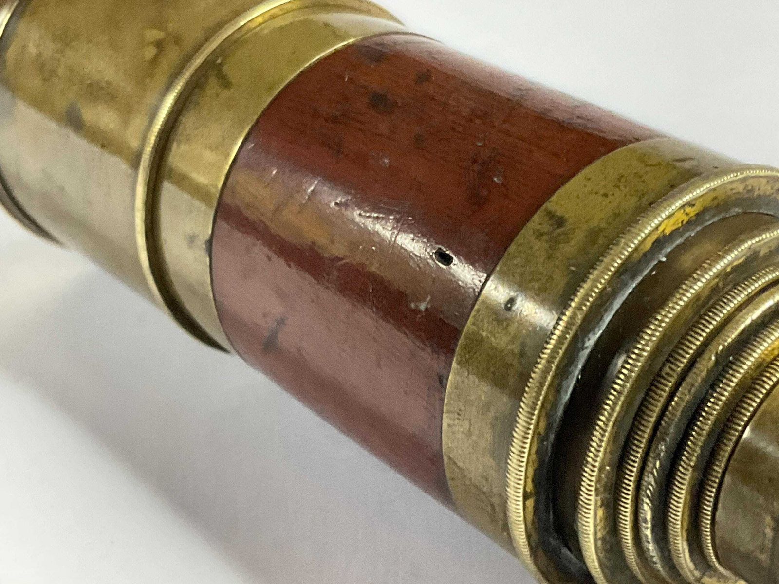 Antique Victorian 6 Draw Pocket Telescope – J. Franks, Manchester – Mahogany & Brass – C. 1870 photo 235.0