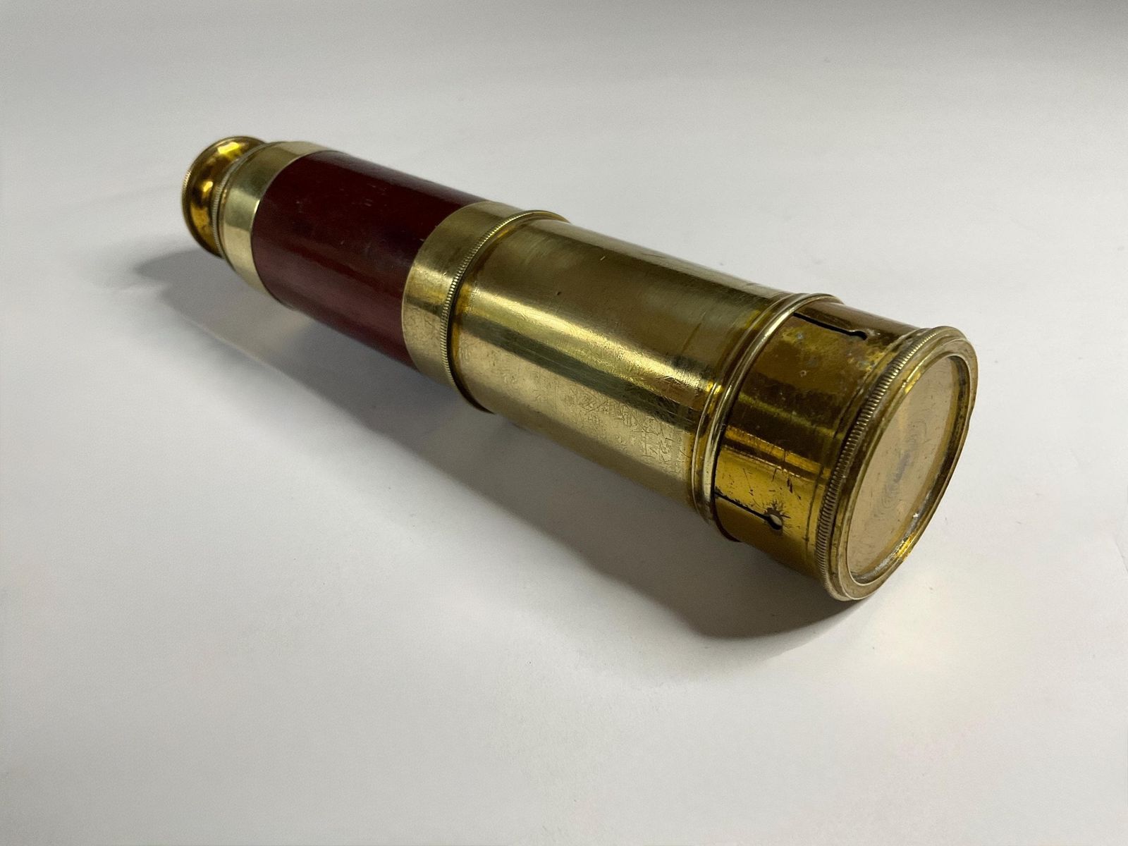 Antique Victorian 4 Draw Pocket Telescope – Mahogany & Brass – Original Card Case – C. 1860 photo for sale