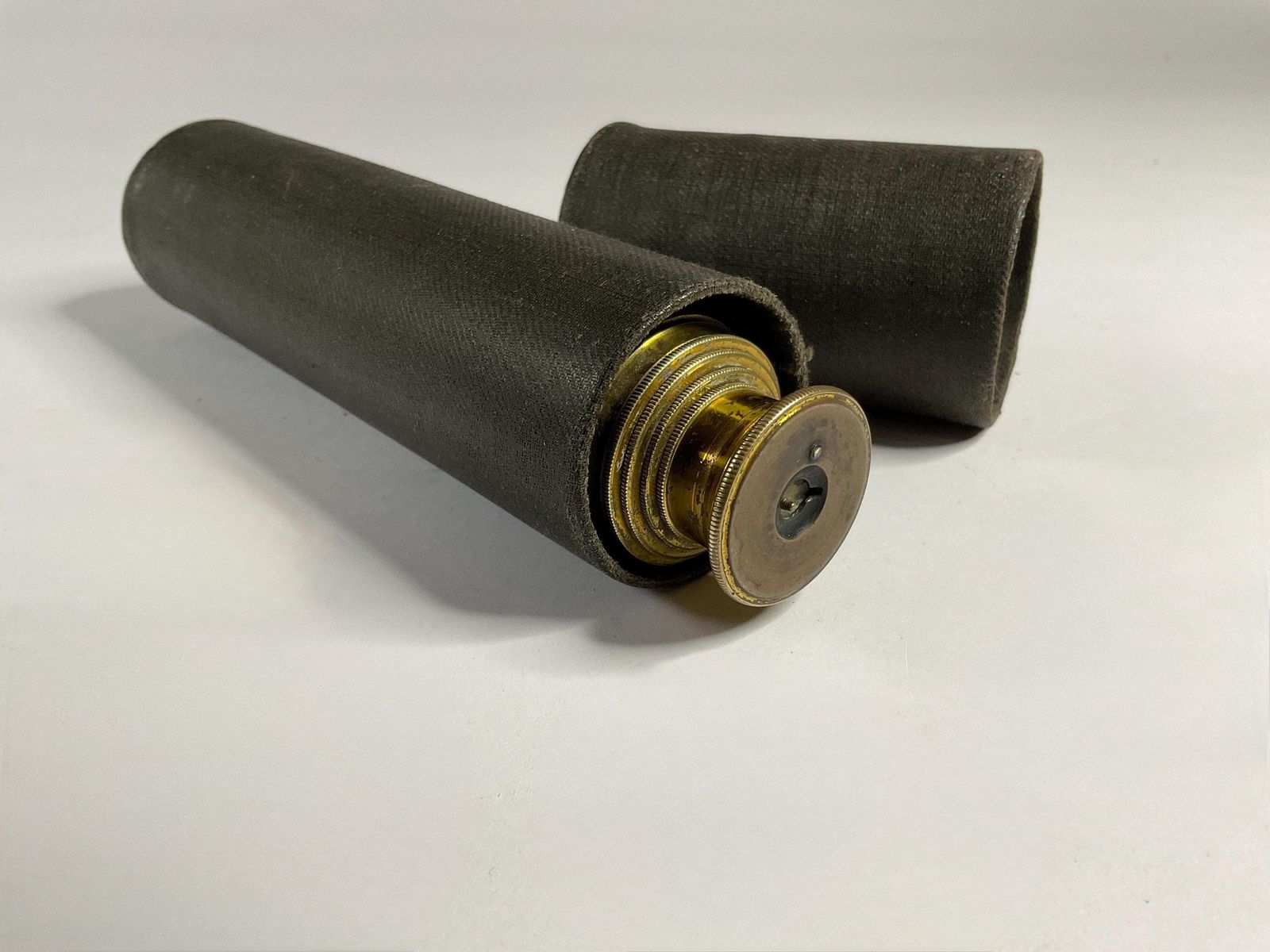 Antique Victorian 4 Draw Pocket Telescope – Mahogany & Brass – Original Card Case – C. 1860 photo vintage