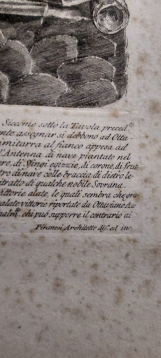 Large Engraving Giovanni Battista Piranesi. Octave Auguste Trophies. 1753 photo for sale