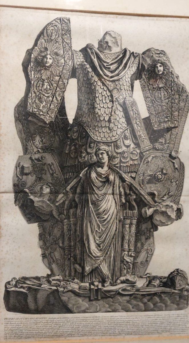 Large Engraving Giovanni Battista Piranesi. Octave Auguste Trophies. 1753 photo Art