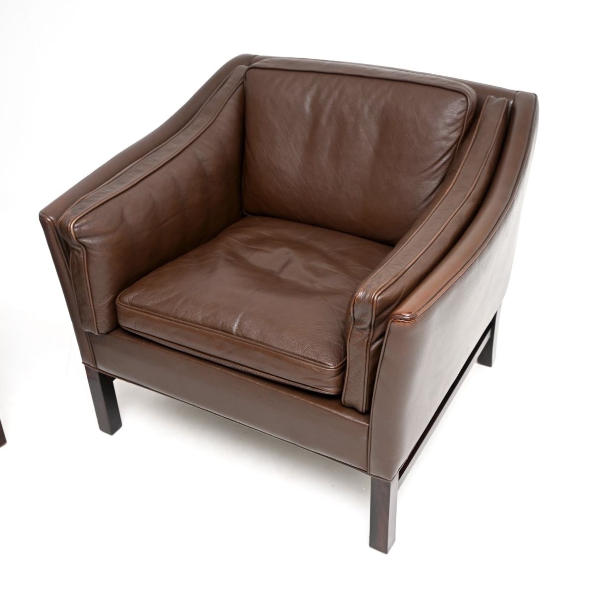 Pair Of Danish Vintage Leather Armchairs With Stool By Georg Thams For Grant Mobelfabrik photo vintage
