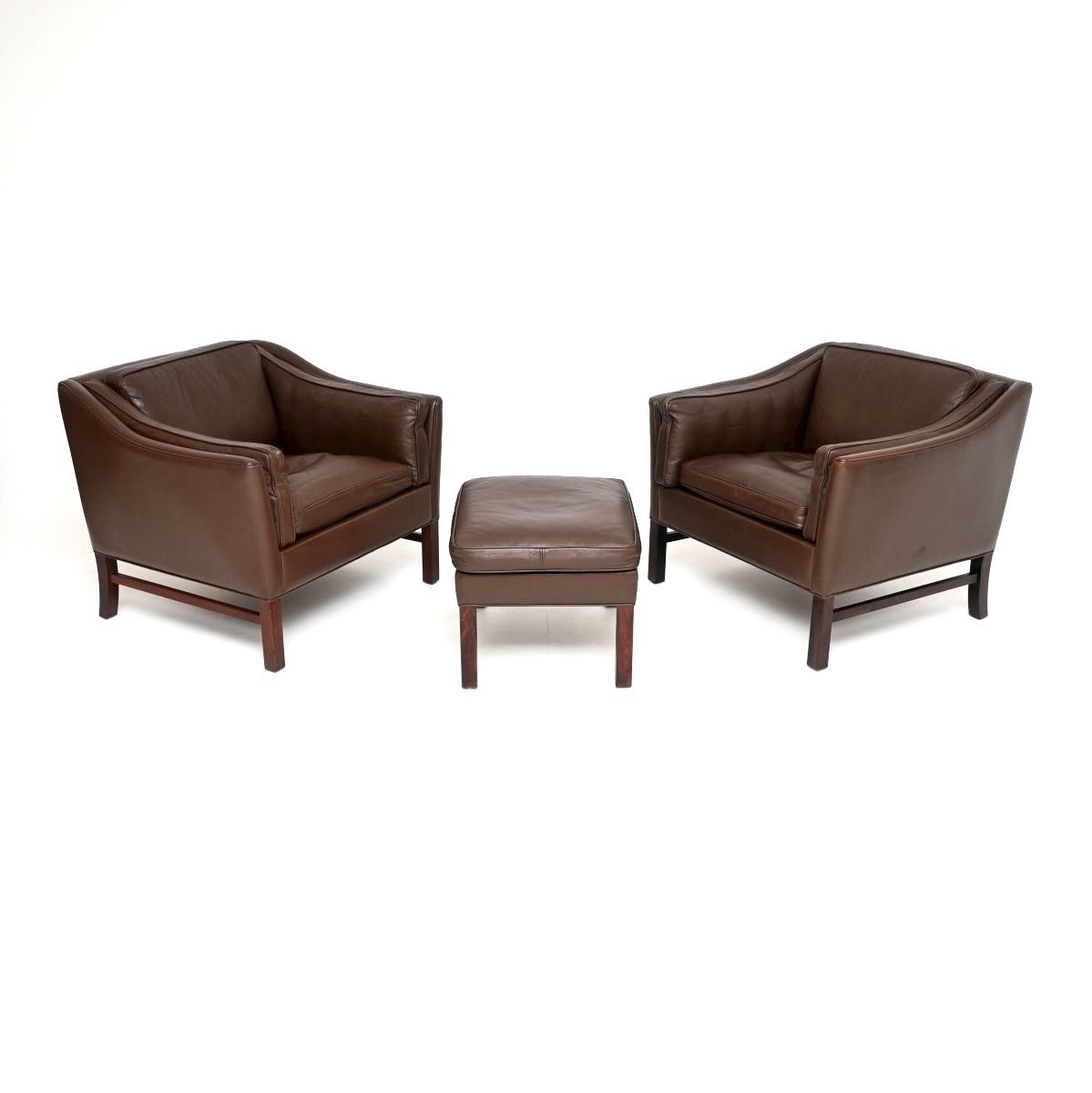 Furniture Pair Of Danish Vintage Leather Armchairs With Stool By Georg Thams For Grant Mobelfabrik photo