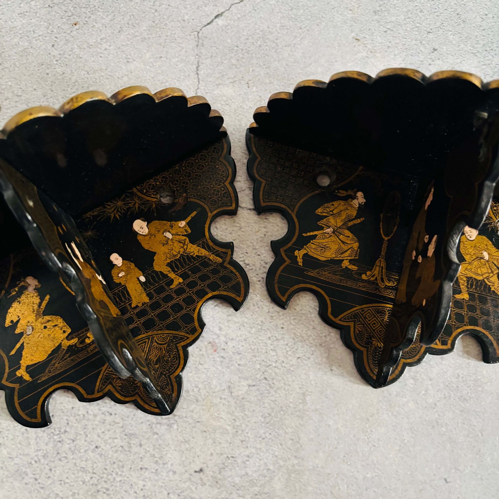 Antique Chinoiserie Japanese Lacquer Wall Shelves photo buy