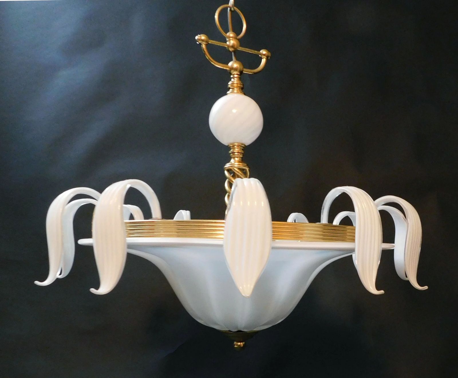 Milky White Murano Chandelier, 1960s photo Lighting