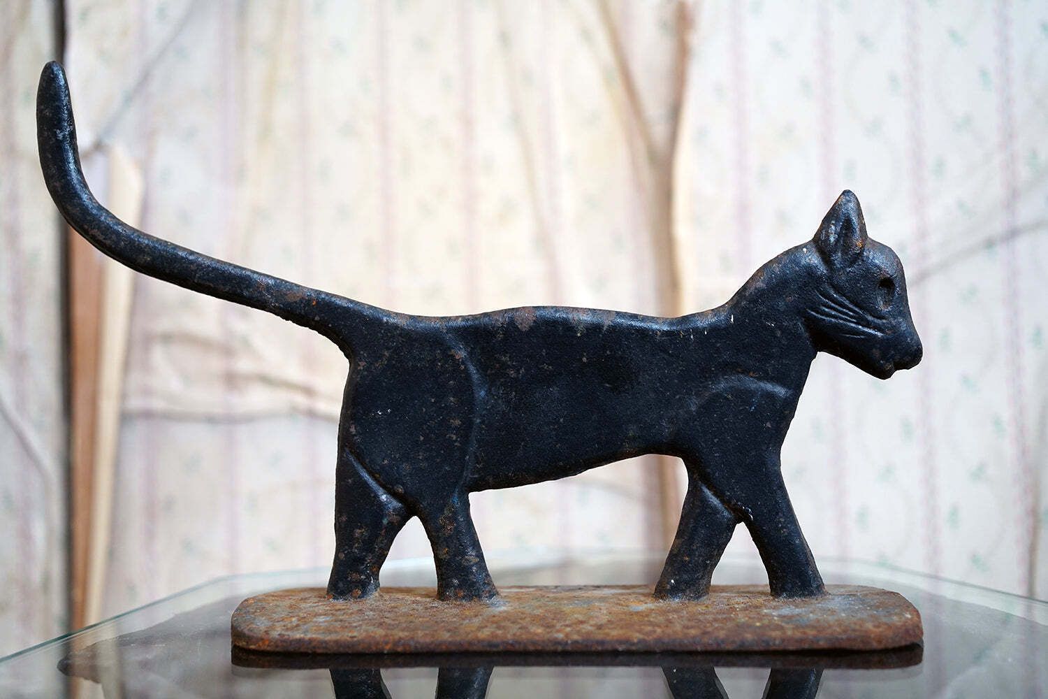 An Early 20thc American Folk Art Painted Cast Iron Boot Scraper Formed As A Cat C.1920 photo furniture