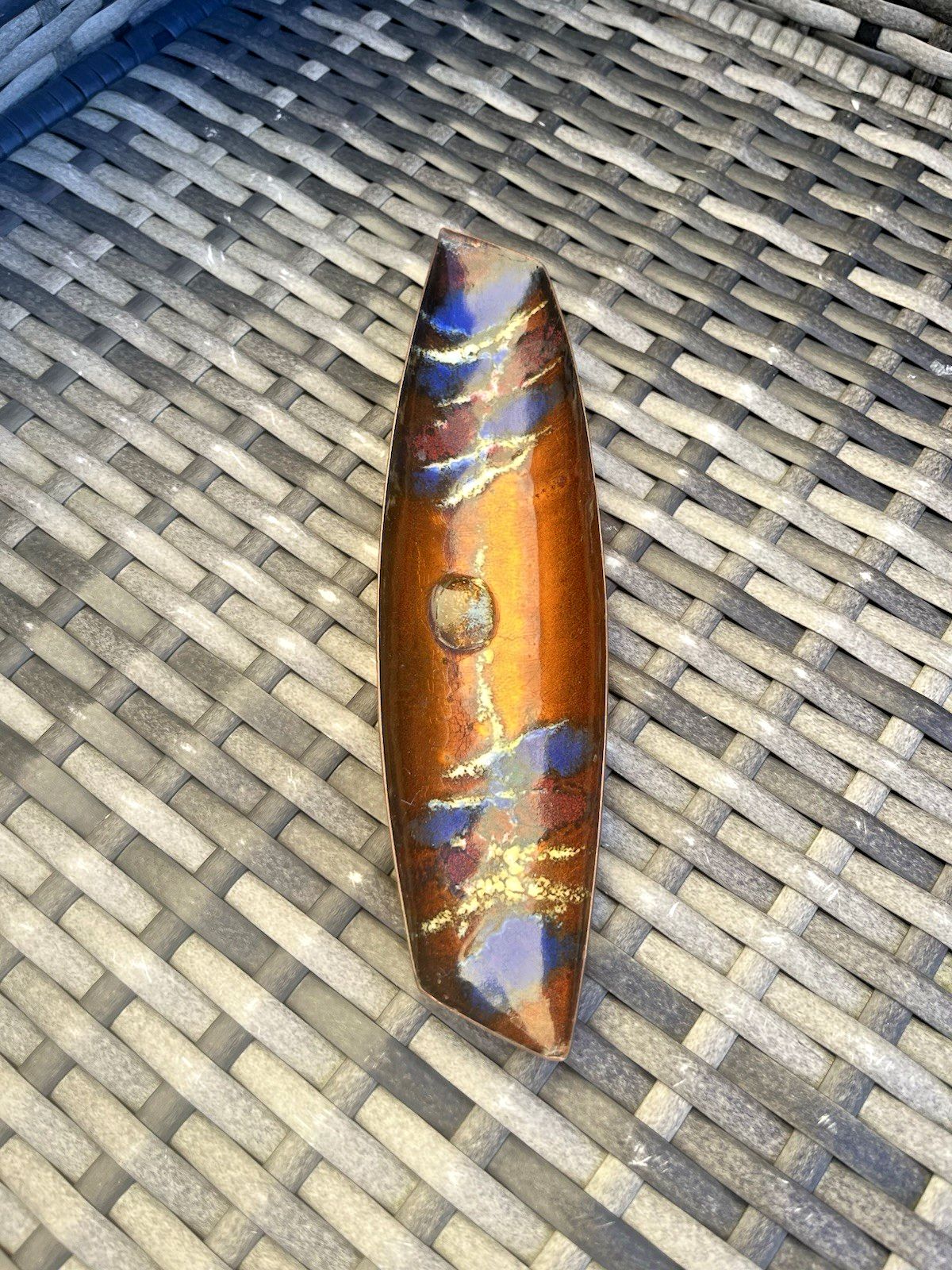 60's Modernist Laurana Italy Franco Bastianelli Enamel 70's Pin Dish Pen Tray photo for sale