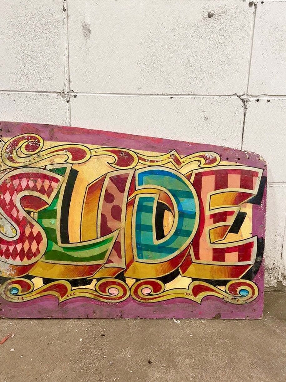 Fair Ground Art Slip N Slide Helter Skelter Sign By Fred Fowle photo 950.0