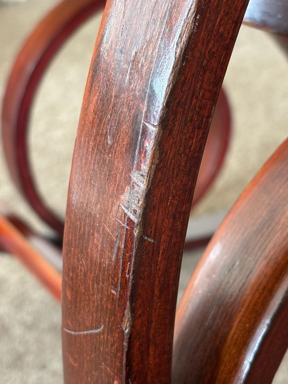 photo for sale Vintage Rocking Chair Rattan And Bentwood Thonet Style 1970s Retro