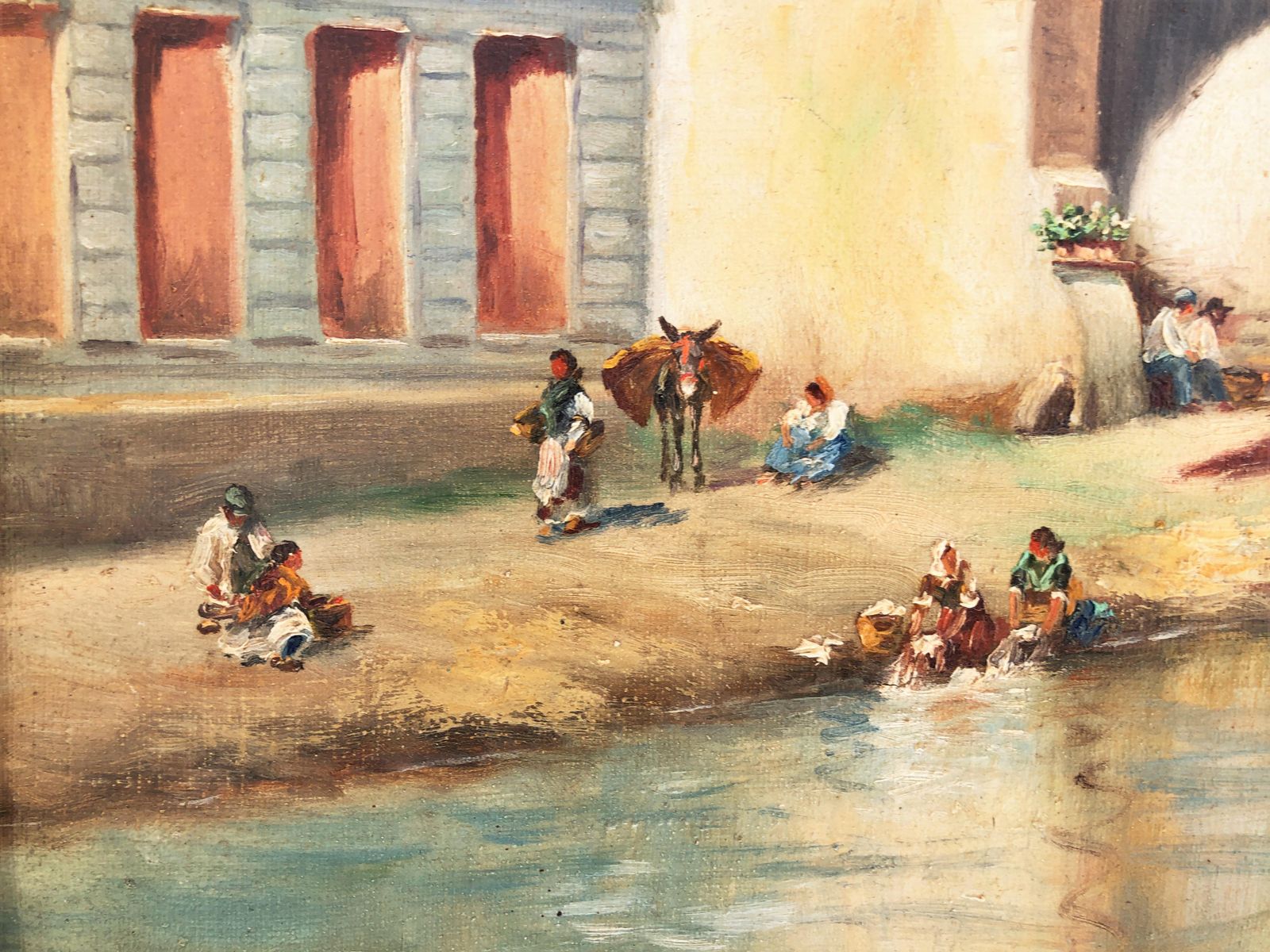 Carlota Rosales Martínez De Pedrosa Andalusian River Landscape Seville Guadalquivir Scene Figures Spanish Oil 1940 photo Art