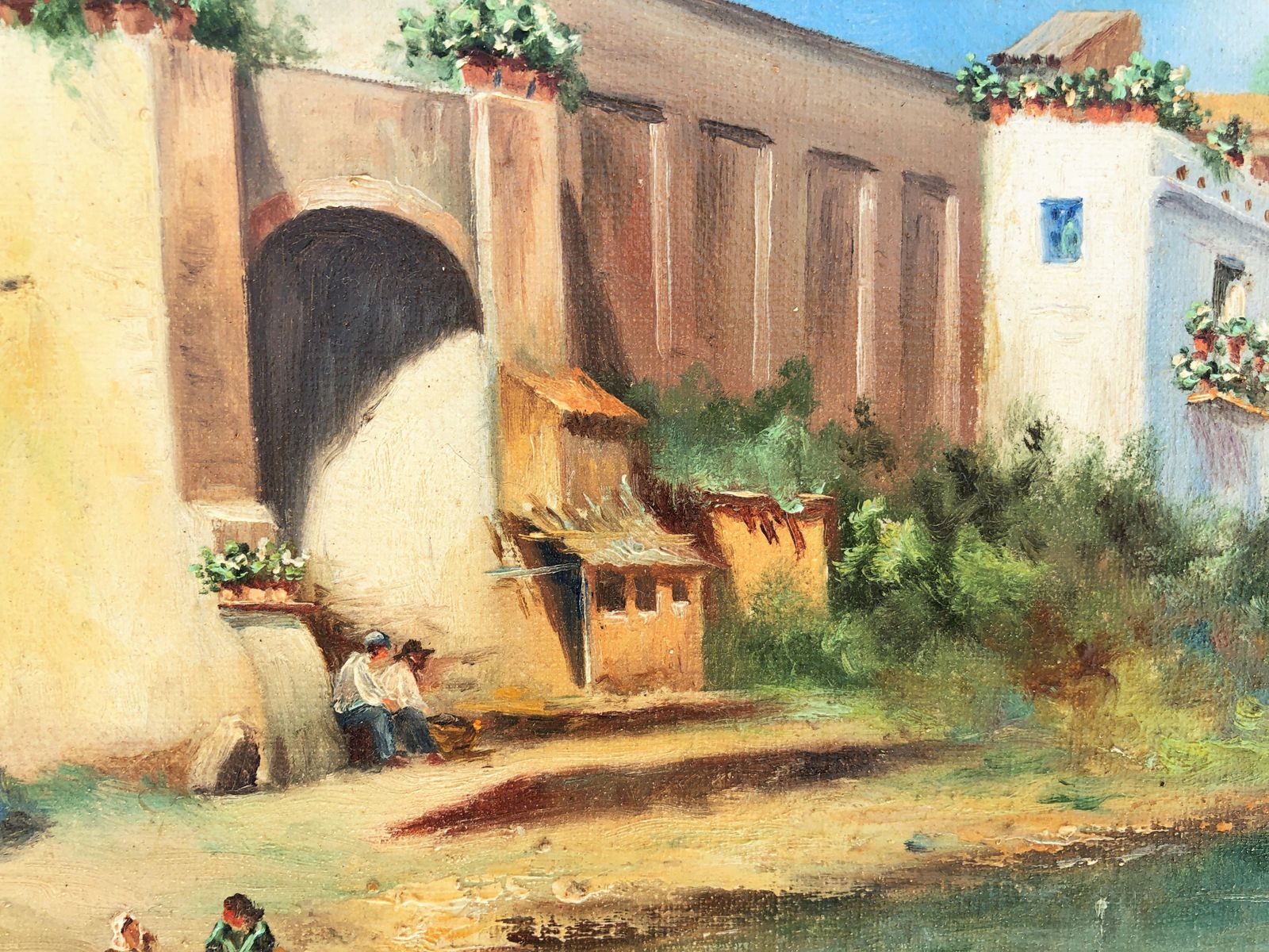 Carlota Rosales Martínez De Pedrosa Andalusian River Landscape Seville Guadalquivir Scene Figures Spanish Oil 1940 photo 750.0