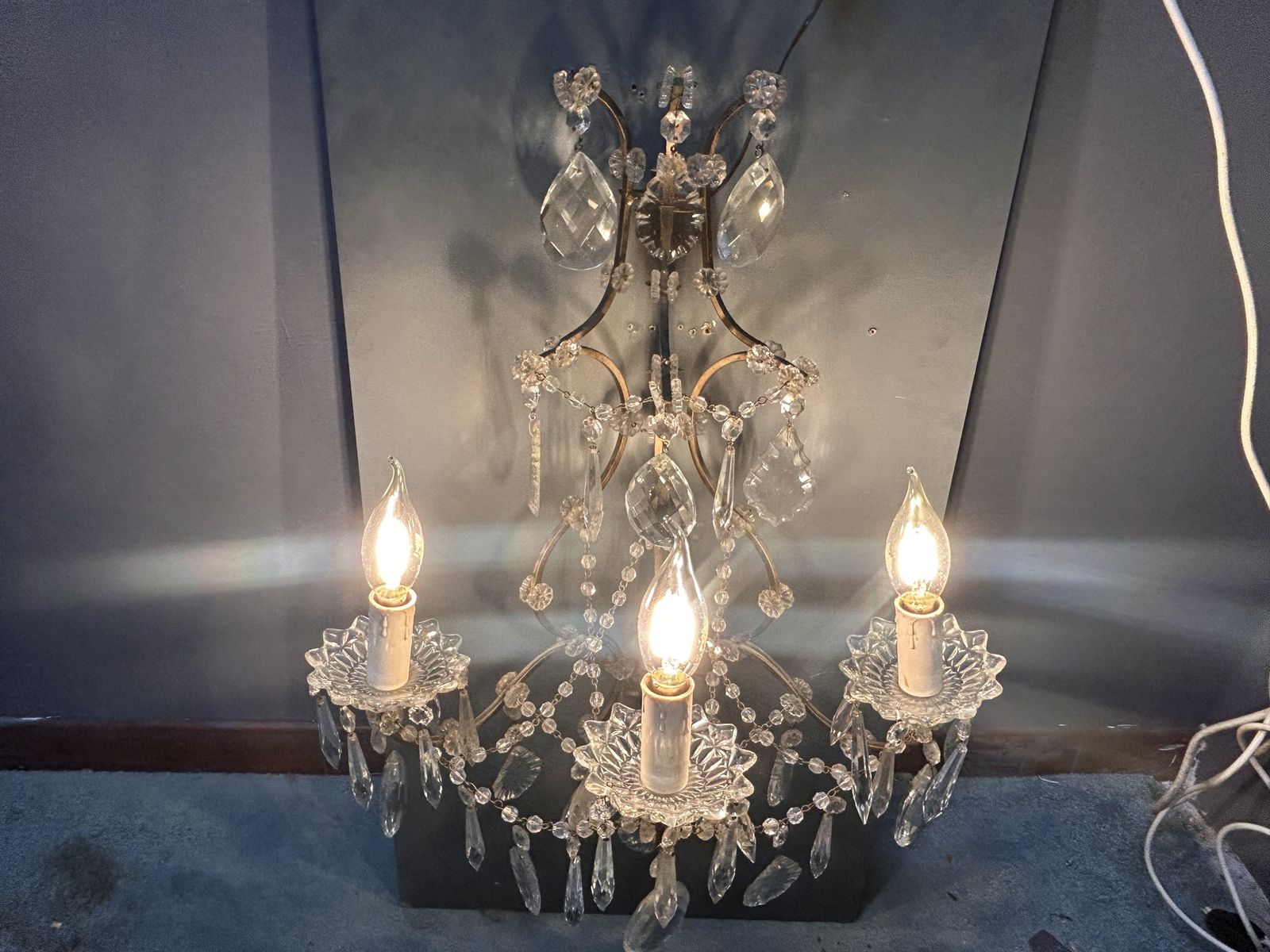 Vintage Crystal Wall Sconces, Italy, 1960s   Set Of 2 photo Lighting