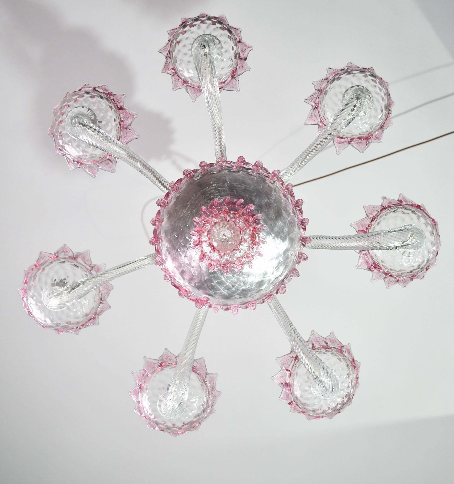 Wonderful Vintage Pink Venetian Chandelier Murano Glass 7 Arms photo Lighting