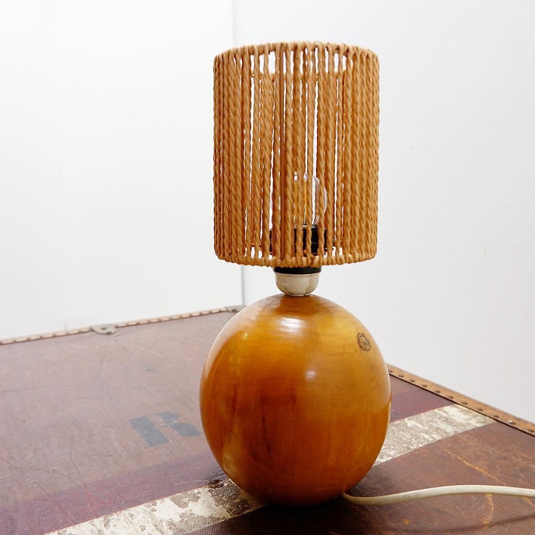 Vintage Bohemian Bedside Or Table Lamp In Wood & Rope   1970s photo furniture