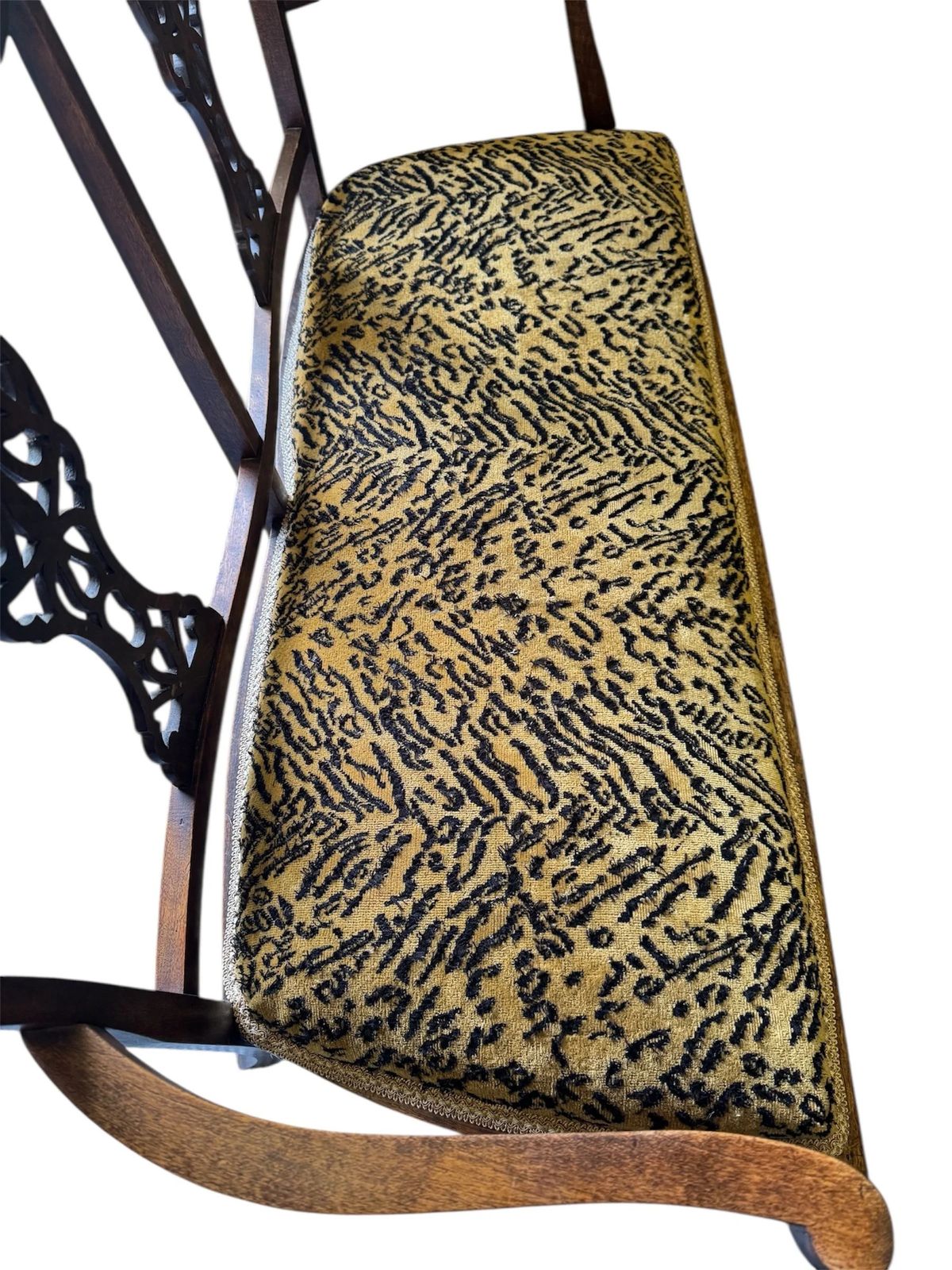 Antique Edwardian Two Seater Salon Sofa Seat Recovered In Designer Animals Print Fabric photo Furniture