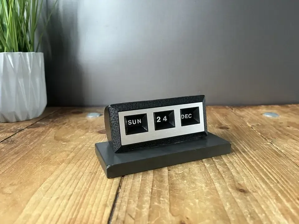 Vintage Plastic Faux Leather Eagle Brand Slate Mounted Perpetual Desk Calendar photo furniture
