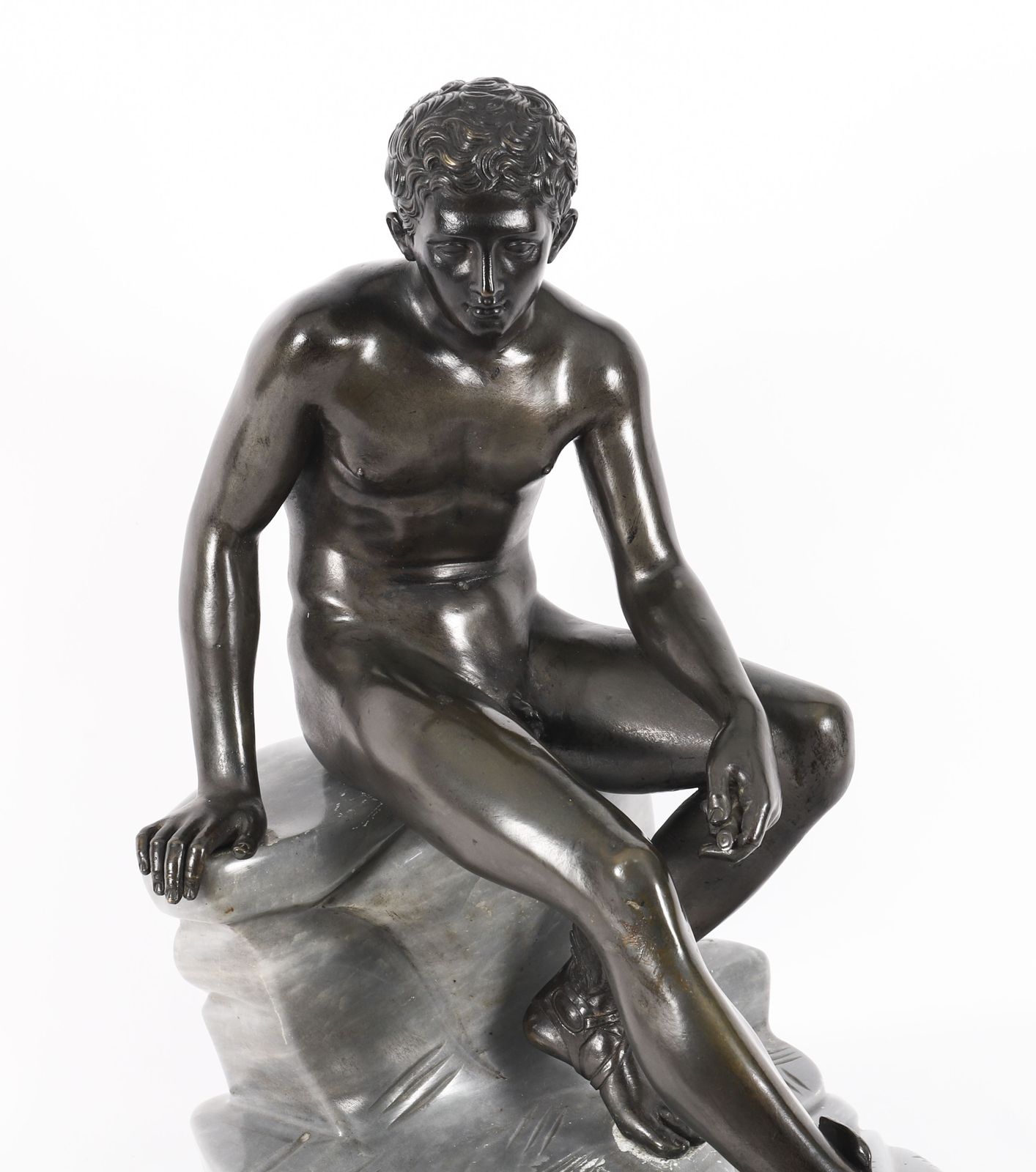Antique Monumental Italian Grand Tour Bronze Sculpture Mercury Hermes 19thc photo for sale
