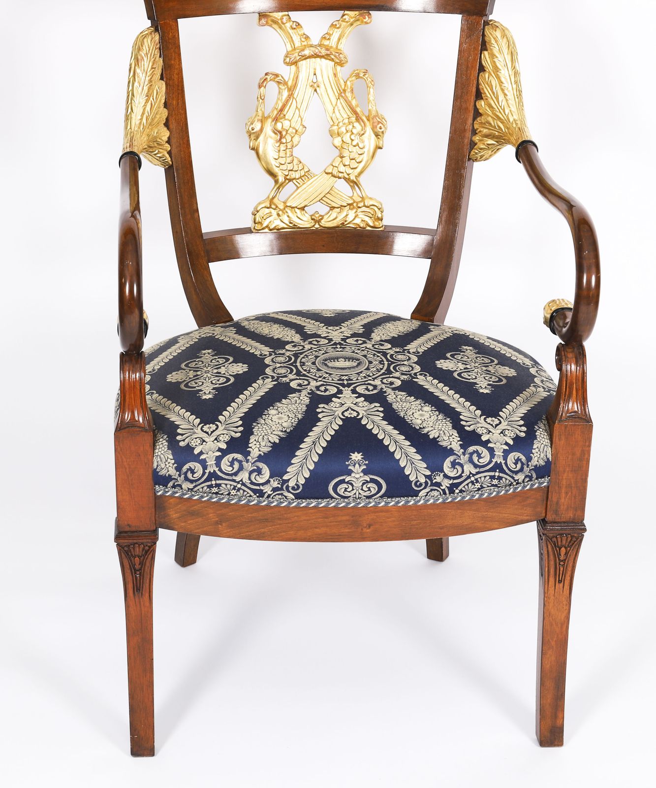 Exceptional Pair Italian Neoclassical Giltwood Armchairs Circa 1900 photo vintage
