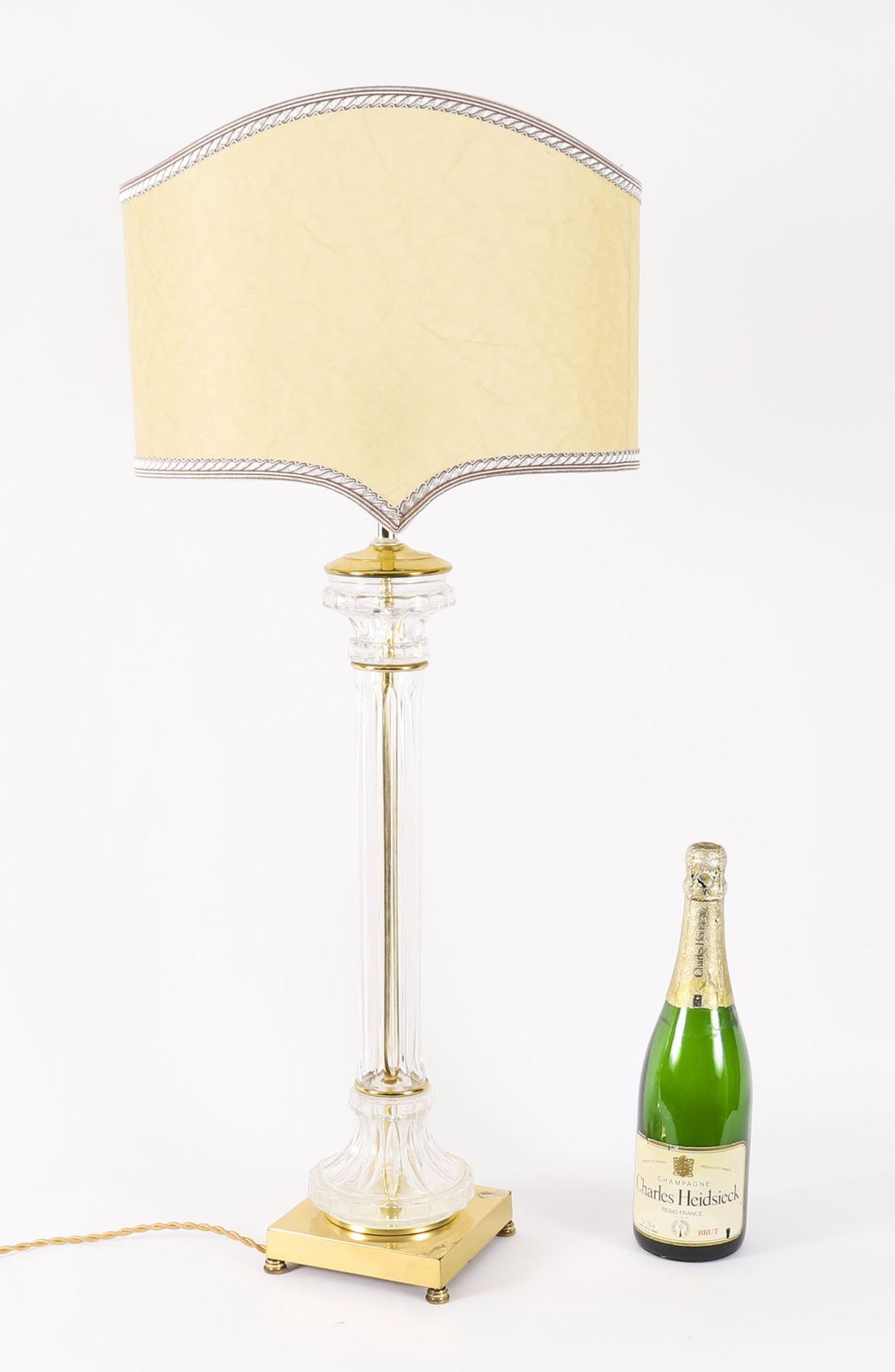 1350.0 Monumental Pair Art Deco Glass & Ormolu Lamps 20th C photo