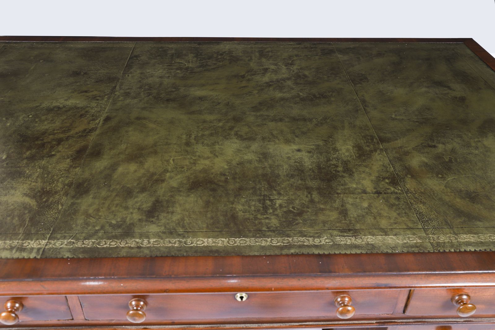 Victorian Flame Mahogany Partners Pedestal Desk C.1860  19th C photo 5350.0