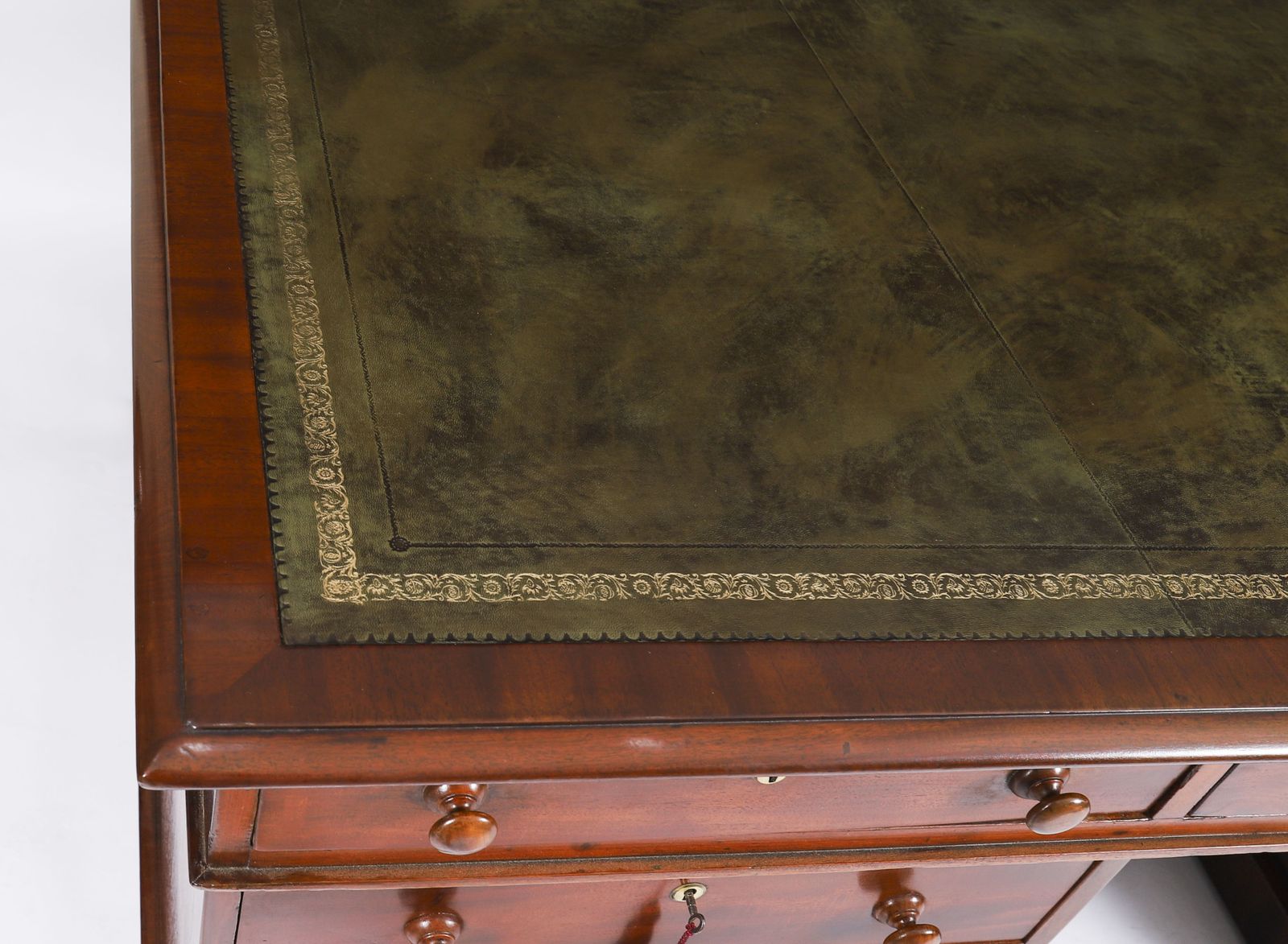 Victorian Flame Mahogany Partners Pedestal Desk C.1860  19th C photo vinterior