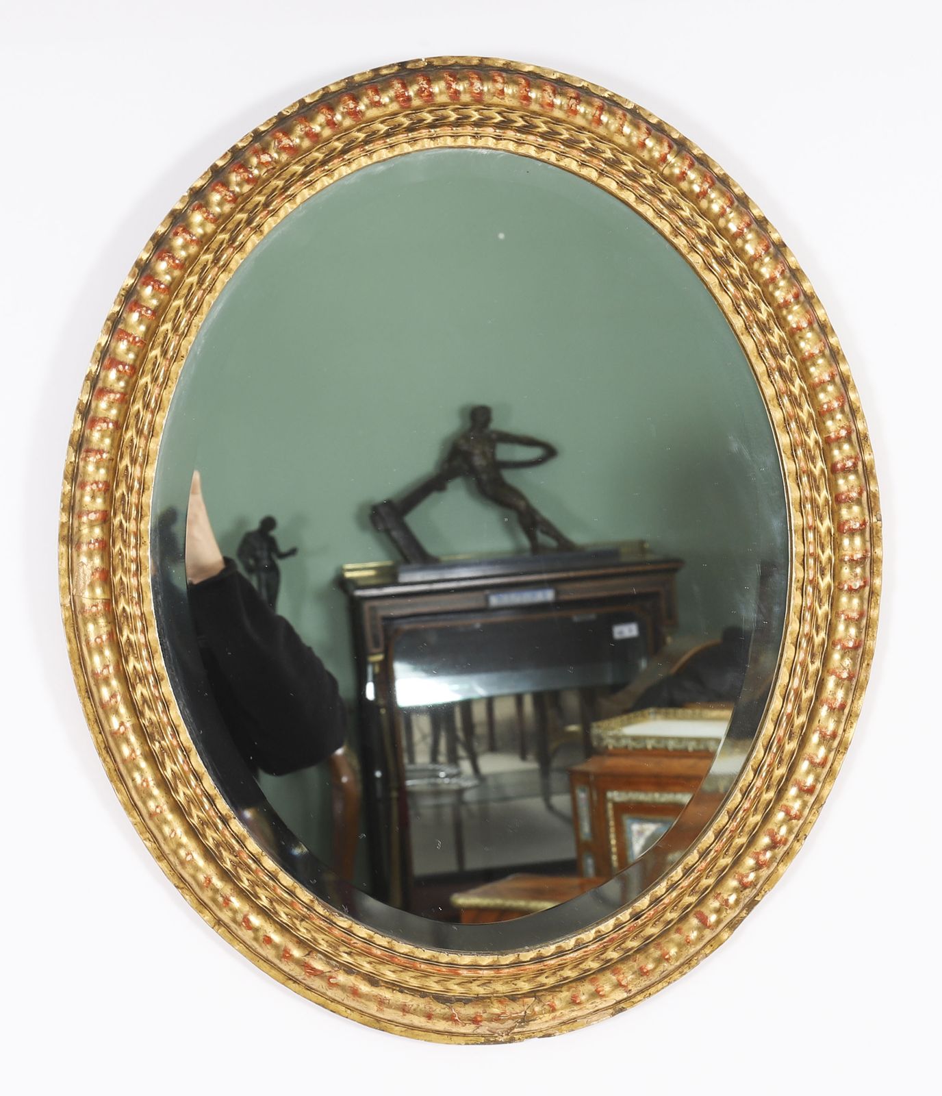 Pair French Rococo Oval Giltwood Mirrors 19th Century  58x49cm photo furniture