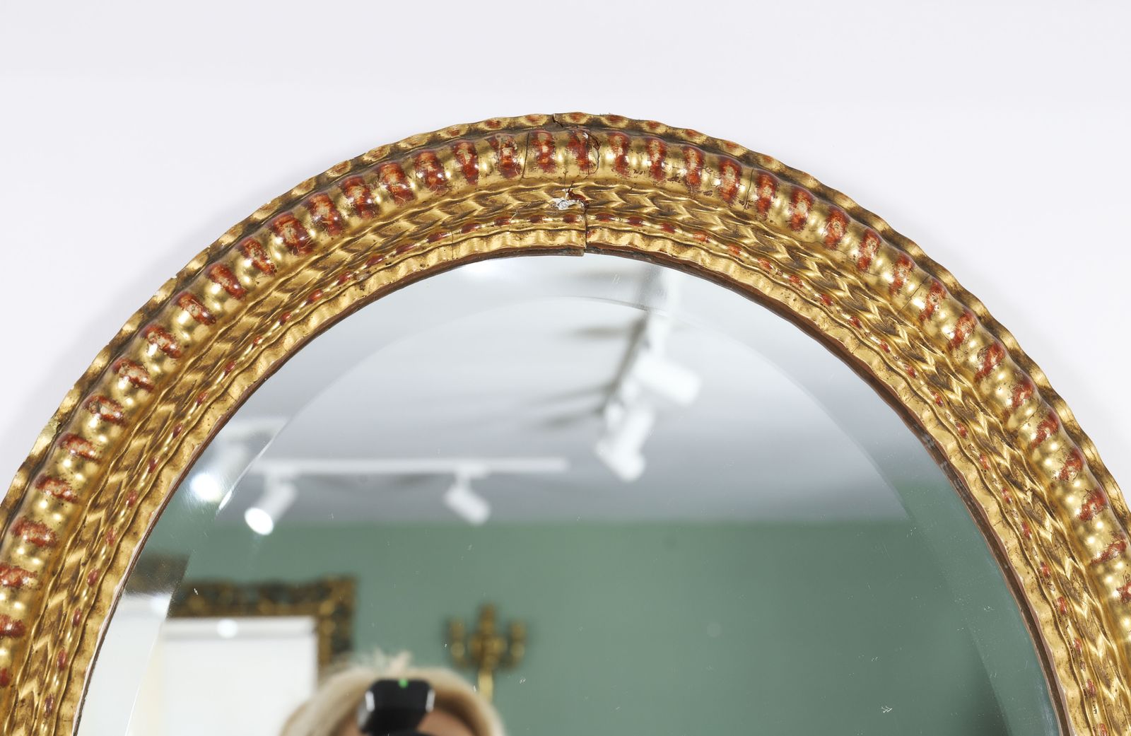 1100.0 Pair French Rococo Oval Giltwood Mirrors 19th Century  58x49cm photo
