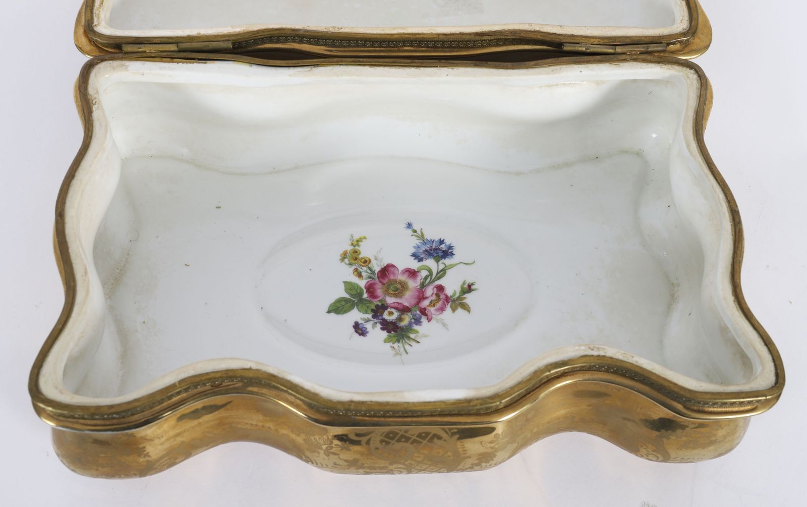 Antique Large French Sevres Golden Porcelain Casket 19th C photo Home Decor