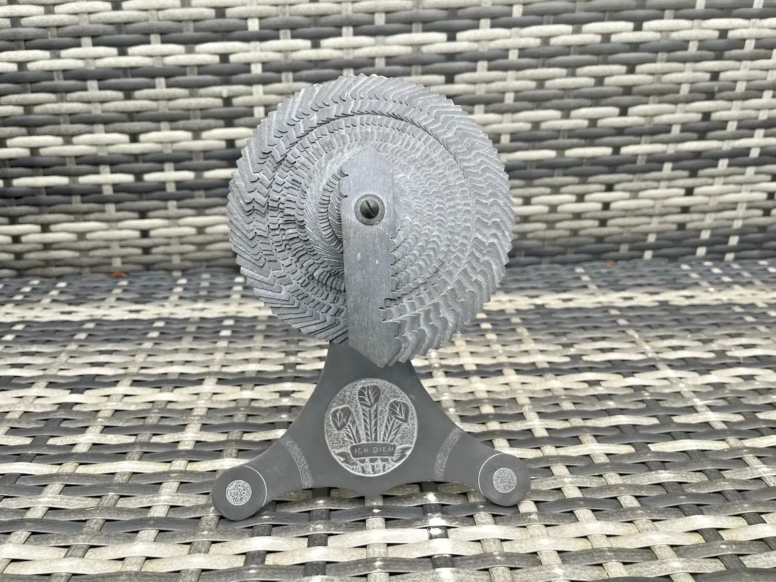 photo for sale Welsh Celtic Folk Prince Of Wales Carved Slate Fan Quarryman Fireside Antique